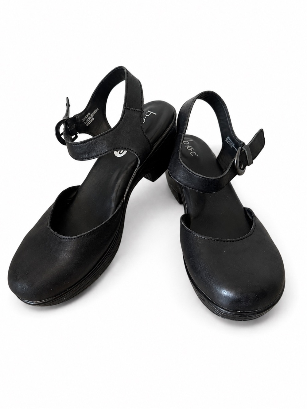 b.o.c. Born Concept Black Leather Slingback Platform Clogs Mary Jane’s sz 10
